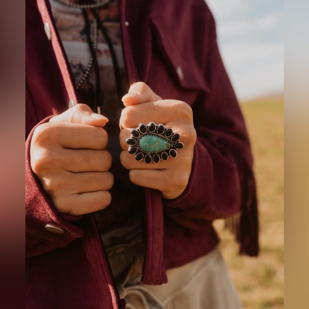 Goldie Lew Callie Ring Black Onyx & Turquoise - Picture 2 of 5